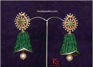 emerald bead jhumkas