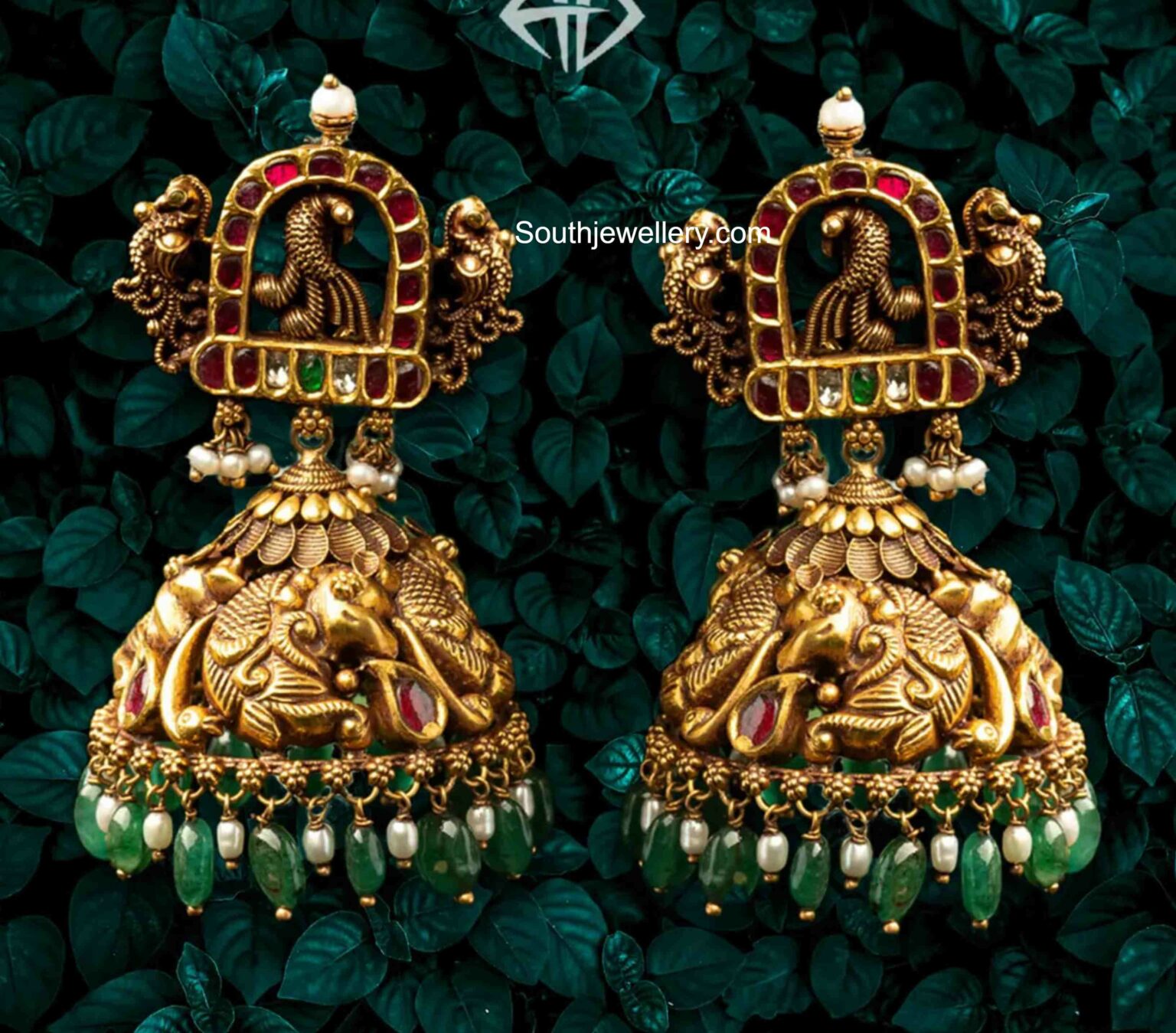 Kundan nakshi jhumkas - Indian Jewellery Designs