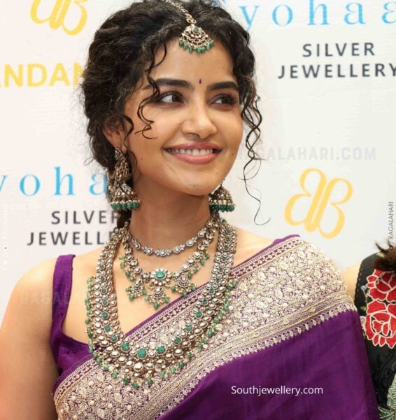 anupama parameswaran silver polki jewellery